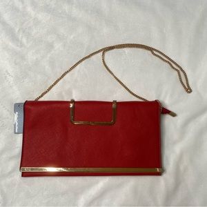 NWT Vintage Bella Collection rich red gold crossbody purse bag adjustable strap